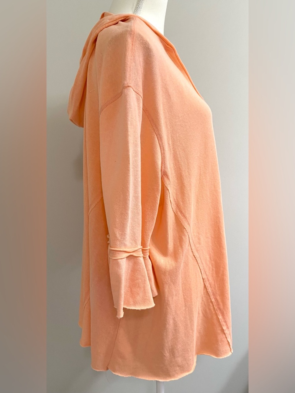 Easel Womens L Solid Orange Hooded Top Boho Summer Beach Lightweight Cottagecore - Picture 7 of 14